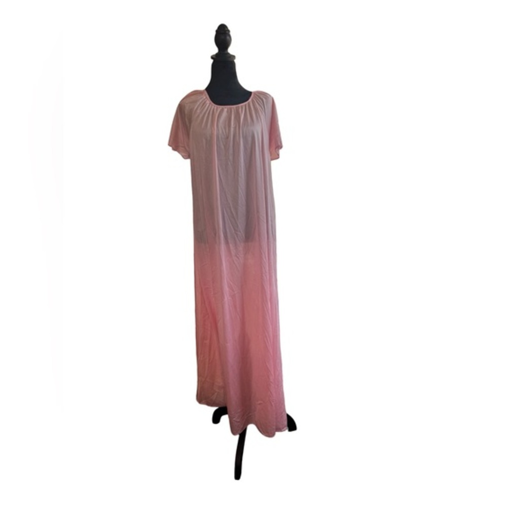 VTG 60s SEARS flowy in baby pink one size fits all‎ long slip dress sheer